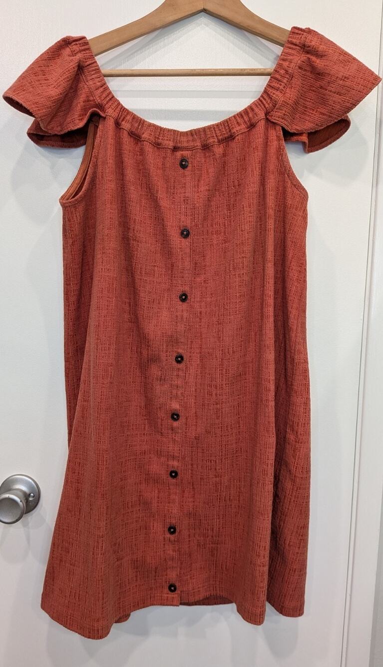Madewell Dress Medium Cotton Blend Terracotta Midi Beachy Vaca Resortwear Boho